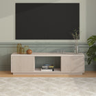 Hudson&Canal - Meuble TV Dorian pour téléviseurs jusqu'à 65 pouces - Blanc aulne-Fabriqué à partir de matériaux MDF robustes dans une finition blanche en aulne fabriquée à la main