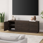 Hudson&Canal - Meuble TV Tullis pour téléviseurs jusqu'à 78" - Alder Brown-Dimensions du produit : 15,5" L x 69,63" l x 24" H