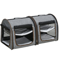 PawHut - 39 po Transport pour Animal de Compagnie Voyage - Gris-Peut être utilisé comme un grand transporteur ou divisé en deux petits transporteurs