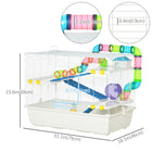 PawHut - Cage pour hamster 31 po L avec système de tubes tunnels - Blanc-Convient aux petits hamsters et gerbilles, pas aux races plus grandes comme les hamsters syriens