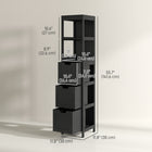 Kleankin - Armoire colonne étroite autoportante pour salle de bain - noir-Fabriquée en MDF pour une construction solide   