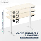 MotionGrey - Bureau debout électrique réglable Ergo2 avec réglages de mémoire - 55 po x 24 po, plateau brun clair, cadre blanc-Supporte jusqu’à 80 kg - Le cadre du bureau debout Motion est renforcé par des tubes en acier épaissis et des plaques de base robustes, offrant une plateforme stable et durable, même à la hauteur maximale