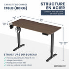 MotionGrey - Bureau debout électrique réglable Ergo2 avec réglages de mémoire - 43 po x 24 po, plateau brun foncé, cadre noir-Plage de Hauteur Étendue - Le bureau debout dispose d’une plage de hauteur étendue. Le clavier MG permet d’enregistrer des hauteurs assises et debout préférées, appuyez simplement sur la touche enregistrée pour revenir à cette position.