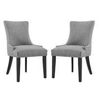 Modway - Marquis Tissu Fauteuil d’appoint de salle à manger Ensemble de 2 - Gris clair-Cadre en bois massif