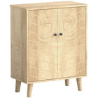 HOMCOM - Armoire de rangement vintage 23,6 po L avec étagère - portes à chevrons - bois naturel-Grand plateau et armoire à 2 niveaux pour un espace de rangement généreux 