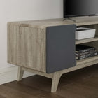 Modway - Tread Console multimédia 70 po Meuble TV, Gris naturel-Portes latérales à charnières grises