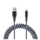 LOGiiX - Piston Connect Coil USB-A vers Lightning - Gris-Câble spiralé extensible de 1,8 m (~ 5,9 pieds) pour charger des appareils USB Type-C