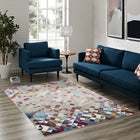 Modway - Lavendula Mosaïque triangulaire Tapis 4 pi l x 6 pi L - Multicolore-Tissage serré à poil bas