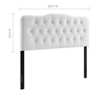 Modway - Annabel Touffe de diamant Performance Velvet Tête de lit complète, Blanc-Sellerie en velours en polyester