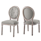 Modway - Arise Français vintage Tissu rembourré Fauteuil d’appoint de salle à manger Ensemble de 2 - Gris clair-Fauteuil d’accompagnement français vintage