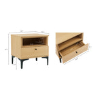 Manhattan Comfort - Table de nuit moderne Amara 19,7" - Chêne naturel-Caractéristiques : casier ouvert à cadre interne avec pieds en métal noir pour le design et la durabilité