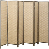 HOMCOM - Paravent autoportant tressé à la main 6 panneaux pour chambre - brun-Offre de l'intimité tout en laissant passer la lumière et l'air grâce à son tissage unique.

