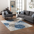Modway - Calithea Vintage classique abstrait floral Tapis de 5 pi l x 8 pi L - Bleu, brun et beige-Tissage serré à poil bas