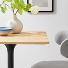 Modway - Lippa 24 po Carré Bois Table à manger, Noir Naturel-Socle en métal noir résistant aux éclats