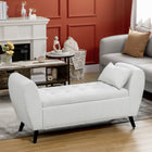HOMCOM - Banc de rangement rembourré avec accoudoirs - blanc crème-L’assise relevable avec espace de rangement caché permet d’organiser des livres ou des couvertures 