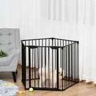PawHut - Parc pour chiens d’intérieur pour petits et moyens chiens avec porte - noir-Tirez le bouton vers l’arrière et soulevez pour ouvrir la porte 