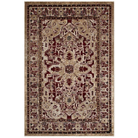 Modway - Grania Turc floral vintage orné Tapis de 5 pi l x 8 pi L - Bourgogne et Tan-Tissage texturé à poil bas et doux