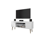 Manhattan Comfort - Meuble TV Bradley 62,99 po style Mid-Century Modern - Blanc-Meuble TV autoportant de style mid-century modern pour salon et chambre