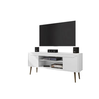 Manhattan Comfort - Meuble TV Bradley 62,99 po style Mid-Century Modern - Blanc-Meuble TV autoportant de style mid-century modern pour salon et chambre