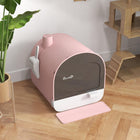 PawHut - Bac à litière pour chat avec couvercle, plateau amovible, pelle, filtre - rose-Matériaux : Polypropylène 