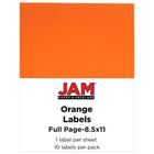 Jam Paper Étiquettes autocollantes pleine page Astrobright, 8 1/2 x 11 po, orange orbite, 10/paquet-Orange
