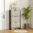 HOMCOM - Armoire à chaussures avec 3 tiroirs rabattables - noyer-Les étagères à l'intérieur sont amovibles/réglables sur deux niveaux pour différentes hauteurs de chaussures 