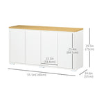 HOMCOM - Buffet 55,1 po L, armoire de rangement, blanc-8 charnières en acier permettent une ouverture et une fermeture faciles 