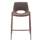 Zuo - Desi Tabouret de comptoir - Brun/Noyer - Ensemble de 2-Tissu en faux cuir doux et durable