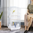PawHut - Cage à oiseaux 36 po H avec poignée - blanc-Deux grandes portes et deux petites portes pour un accès pratique à l'intérieur 