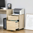 Vinsetto - Caisson mobile 2 tiroirs pour dossiers Letter/A4 avec roulettes - naturel-Grande capacité de rangement avec deux tiroirs pour dossiers, cahiers, magazines et autres fournitures de bureau 
