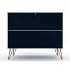 Manhattan Comfort - Rockefeller commode moderne mi-siècle 35,24" - tatiana bleu minuit-Parfait pour le rangement ou l’exposition d’objets Kit anti-basculement inclus