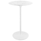 Modway - Lippa Rond de 28 po Faux marbre Bar Table, Blanc-Table de bar moderne