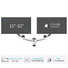 ShoppingAll Support mural pneumatique à double ressort à gaz pour deux écrans - Blanc-Livré avec un adaptateur de plaque VESA qui étend la compatibilité de montage VESA à 75 mm x 75 mm, 100 mm x 100 mm, 200 mm x 100 mm et 200 mm x 200 mm