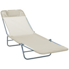 Outsunny - Chaise longue d’extérieur - chaise pliante inclinable réglable - beige-Idéal pour le jardin, le balcon, la piscine, la plage et plus encore