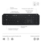 Logitech - MX Keys S Clavier sans fil - Noir-Compatible avec Windows, macOS, iPadOS, ChromeOS, Linux