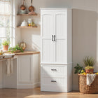 HOMCOM - Armoire de cuisine style ferme haute 67 po - blanc-Construit en MDF robuste et en panneau de particules pour une utilisation durable et un nettoyage quotidien facile 