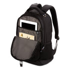 Swiss Gear - Sac à dos pour ordinateur portable The Cecil - noir-Bretelles ergonomiques et rembourrées avec tissu en maille respirante, tirettes de réglage de l'anneau de pouce et boucle en D pour attacher l'équipement