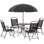 Outsunny - Ensemble de salle à manger de patio 6 pièces avec parasol, table ronde, chaises pliantes - noir-Un moyen moderne et élégant de décorer votre jardin !