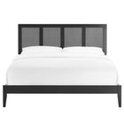 Modway - Sirocco Rotin et bois Lit plateforme Queen, Noir-8