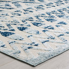 Modway - Reflect Treillis marocains Tamako Diamond et Chevron Tapis intérieur / extérieur de 5 pi l x 8 pi L - Ivoire et bleu-Étanchéité, taches et résistants à l’eau / Faciles à nettoyer