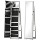 HOMCOM - Armoire à bijoux miroir - 15 po L x 15 po l x 63 po H - blanc-Design rotatif à 360° pour admirer votre beauté 