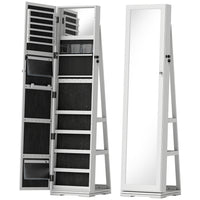 HOMCOM - Armoire à bijoux miroir - 15 po L x 15 po l x 63 po H - blanc-Design rotatif à 360° pour admirer votre beauté 