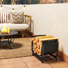 Outsunny - Porte-bûches extérieur- support à bûches robuste avec sac de transport pour bûches-Le design surélevé garde le bois au sec et la base en tissu évite de salir le sol 