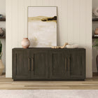 Hudson&Canal - Buffet rectangulaire Tillman 68 po couleur aulne brun-Fabriqué en MDF robuste avec une finition imitation bois noir veiné