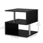 HOMCOM - Table d’appoint carrée - noir-Avec 3 étagères et un plateau ouvert offrant de grands espaces de rangement 