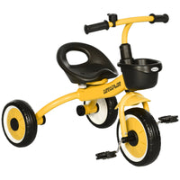 Qaba - Tricycle pour enfants de 2 à 5 ans, vélo pour tout-petits avec siège réglable - jaune-Siège réglable pour s'adapter aux besoins de votre enfant 