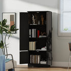 HOMCOM - Armoire de cuisine 60 po avec étagères - noir-Convient pour une utilisation dans l’entrée, la salle de bain, la cuisine, l’atelier, etc.