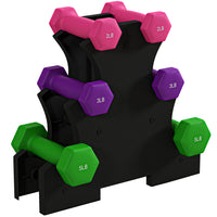 Soozier - Ensemble d’haltères hexagonaux 20 lb avec support à haltères-Comprend 6 haltères (2 x 2 lb, 2 x 3 lb, 2 x 5 lb) et un support 