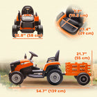 Qaba - Tracteur électrique pour enfants 12V avec remorque et télécommande - orange-Batterie durable de 12V offrant 60 minutes de jeu ininterrompu 