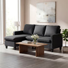 HOMCOM - Canapé sectionnel avec ottoman - gris foncé-Le tissu en lin, résistant aux plis et respirant, assure une durabilité et un style durables 